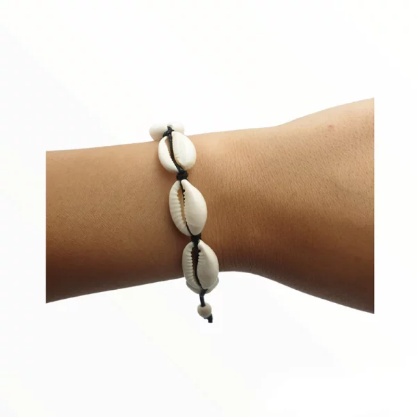 Cowrie Shell Adjustable Bracelet - Black